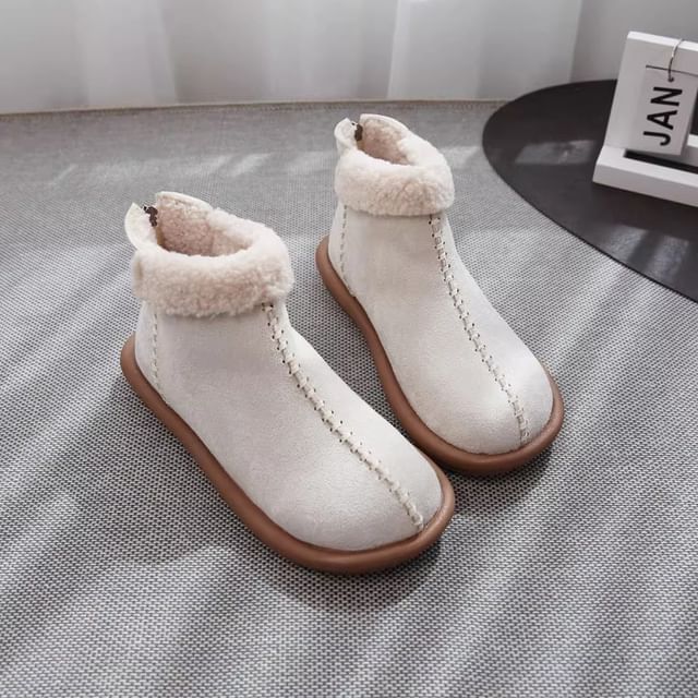 Freesia-Platform Panel Faux Suede Short Snow Boots