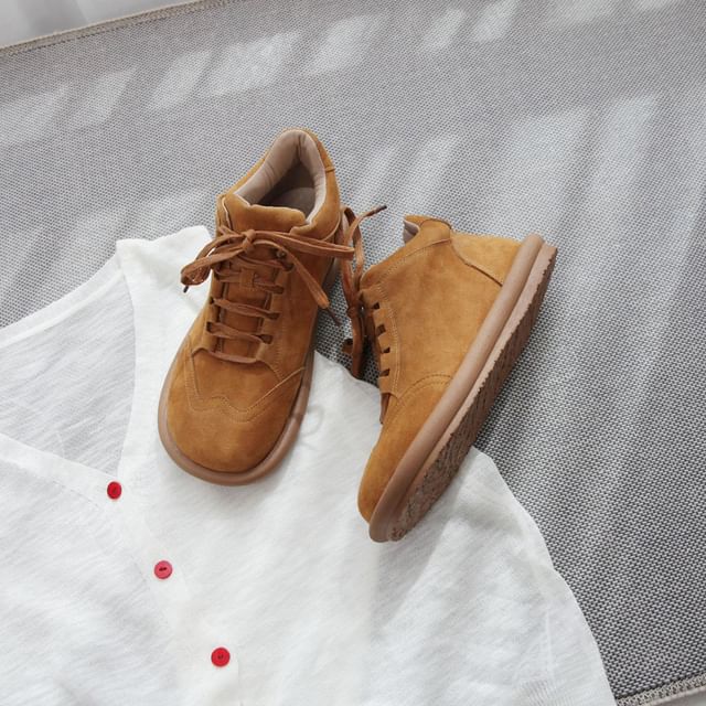 Freesia-Platform Panel Faux Suede Sneakers
