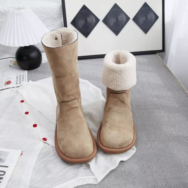 Freesia-Platform Two-Way Faux Suede Snow Boots