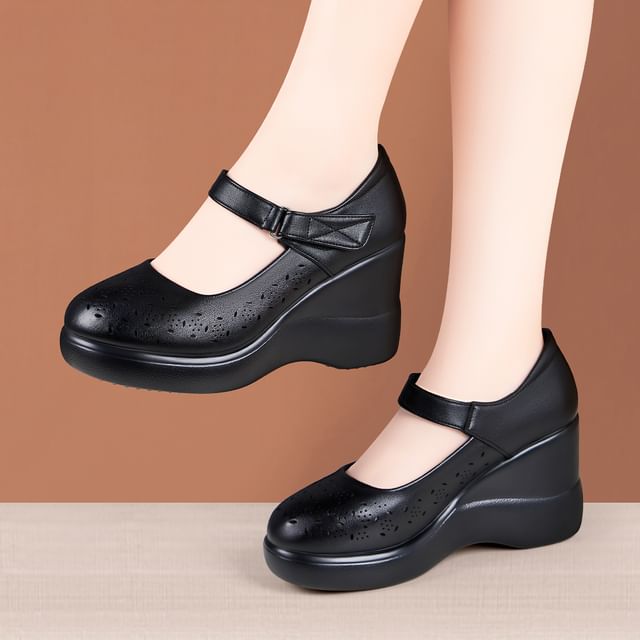 Freesia-Platform Wedge Mary Jane Pumps