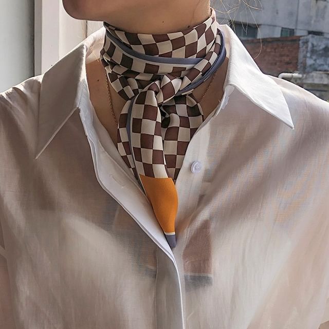 Frior-Checkerboard Silky Scarf