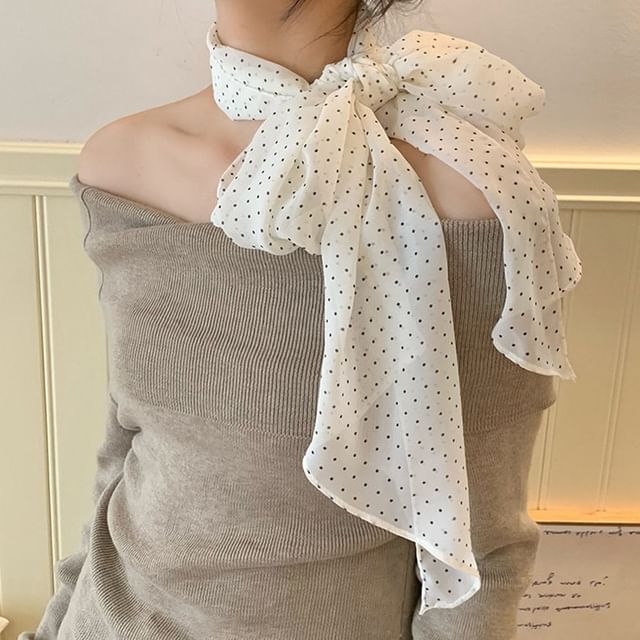 Frior-Dotted Chiffon Scarf