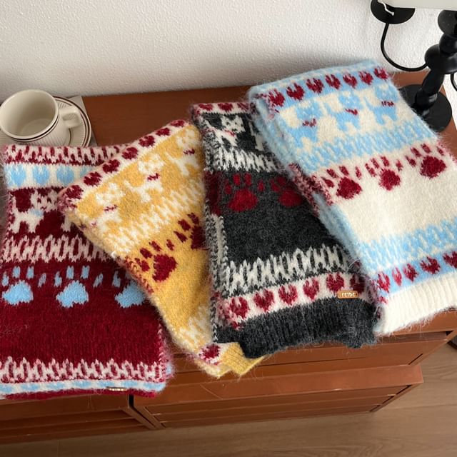 Frior-Jacquard Knit Scarf