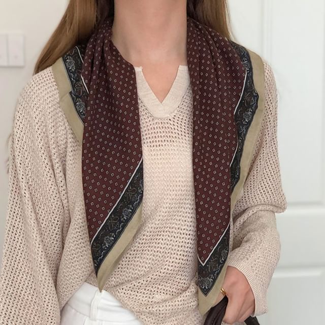 Frior-Patterned Print Square Scarf