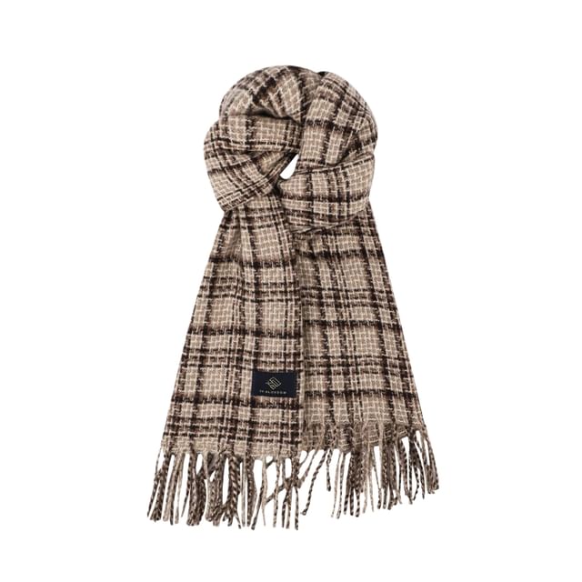 Frior-Plaid Fringe Scarf