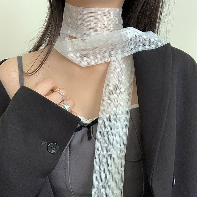 Frior-Polka Dot Mesh Thin Scarf