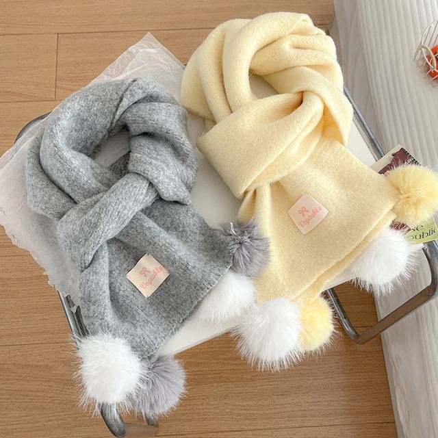 Frior-Pom Pom Knit Scarf