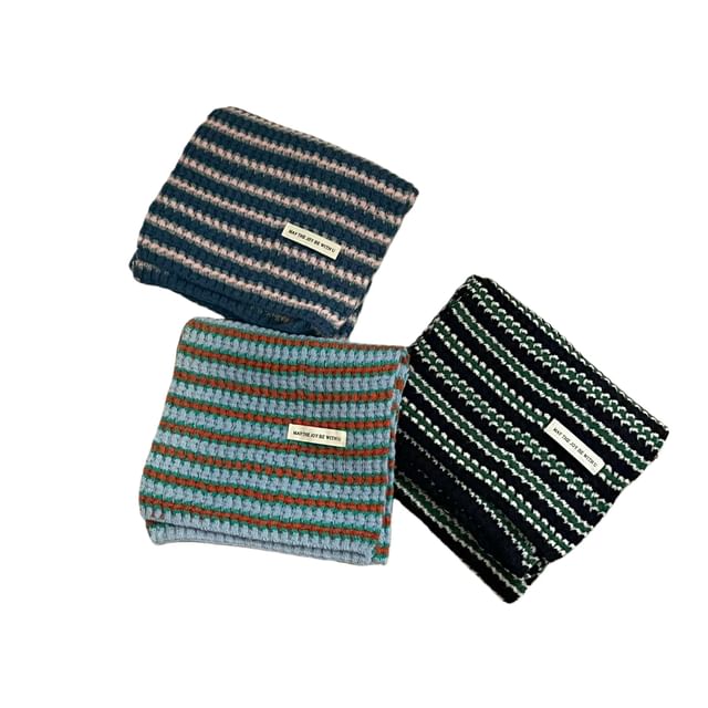 Frior-Striped Knit Scarf