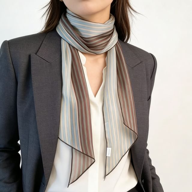 Frior-Striped Sheer Scarf