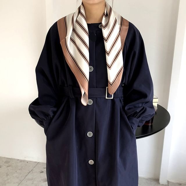 Frior-Striped Silk Square Scarf