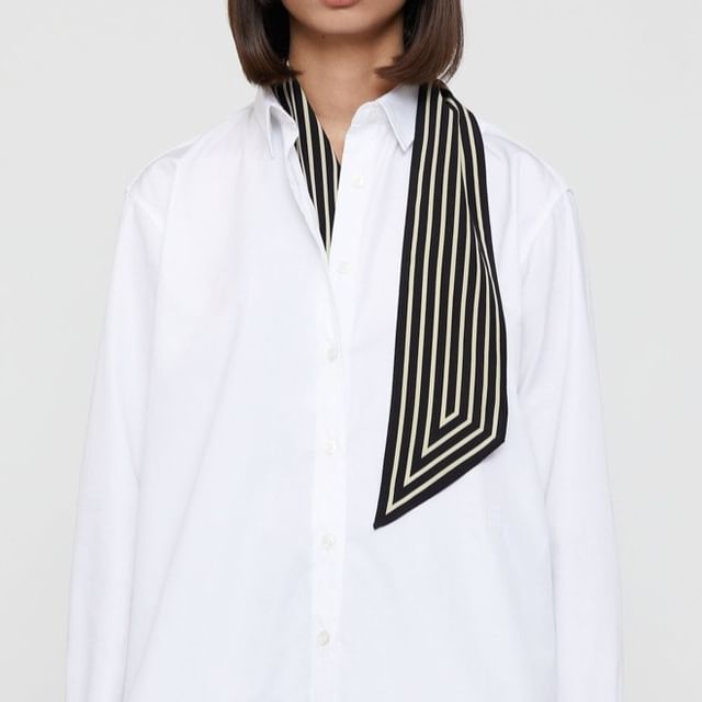 Frior-Striped Silky Scarf