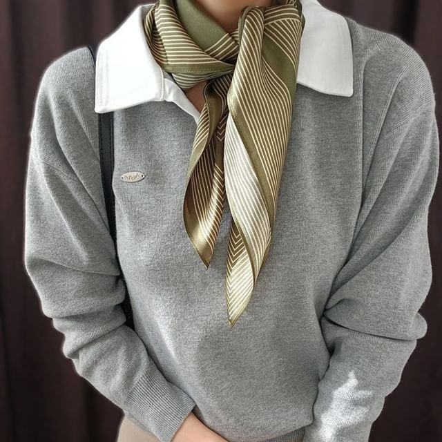 Frior-Striped Square Silk Scarf