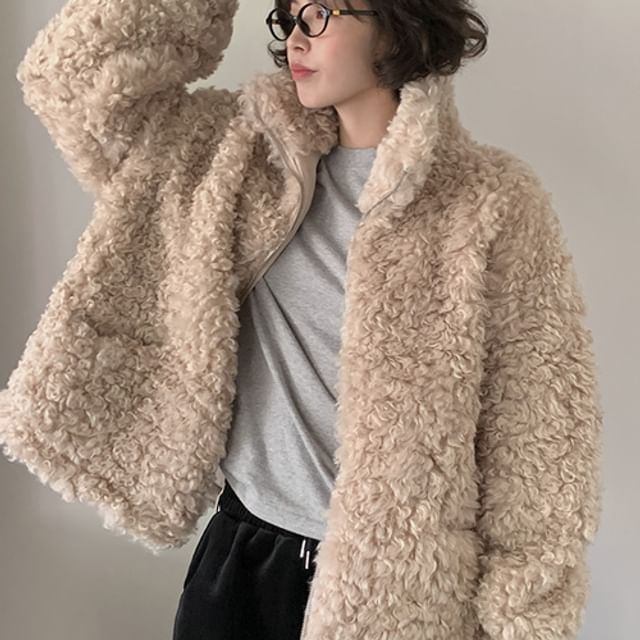FROMBEGINNING-High-Neck Dumble Jacket