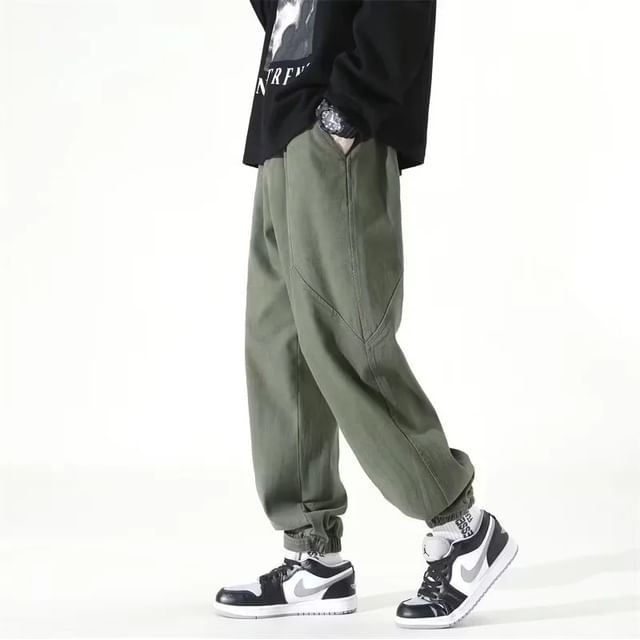 Fushet-Mid Rise Plain Harem Pants