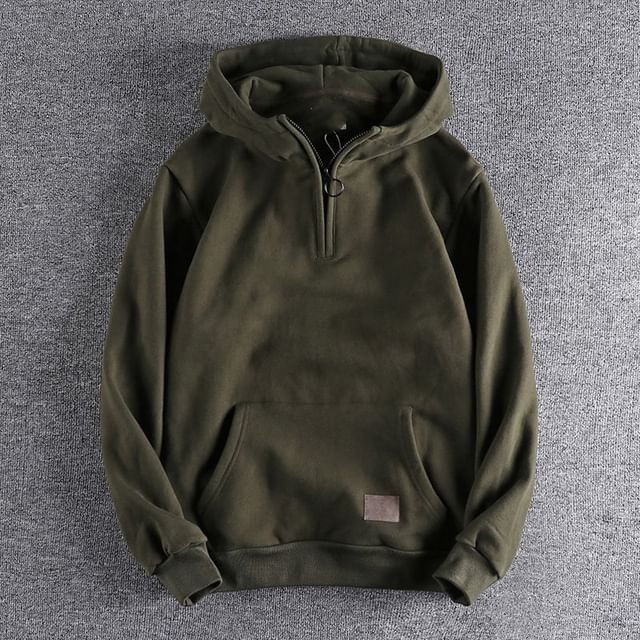 Fushet-Plain Half Zip Hoodie
