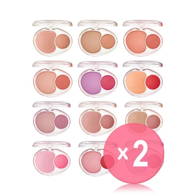 fwee-Mellow Dual Blusher - 12 Colors 2pcs Bundle Set