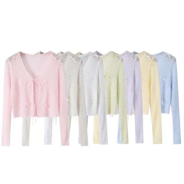Gangacore-Bow Tie-Front Cardigan