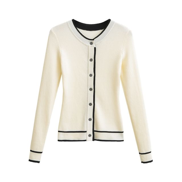 Gangacore-Contrast Trim Button-Up Cardigan