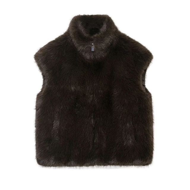 Gangacore-Fluffy Zip Vest