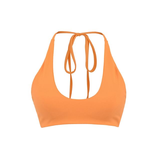 Gangacore-Halter Neck Plain Bra Top