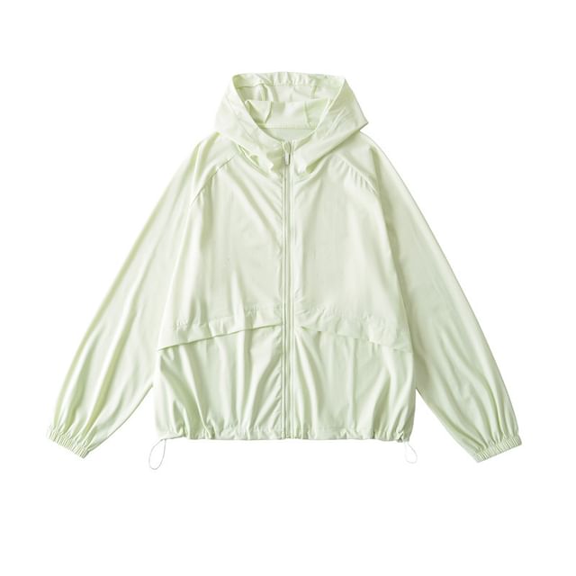 Gangacore-Hooded Plain Zip Jacket
