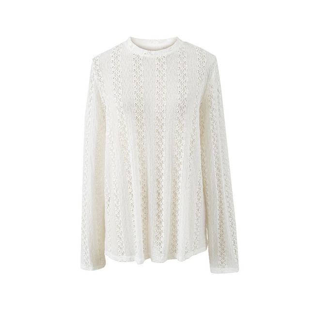 Gangacore-Long-Sleeve Crew Neck Lace Top