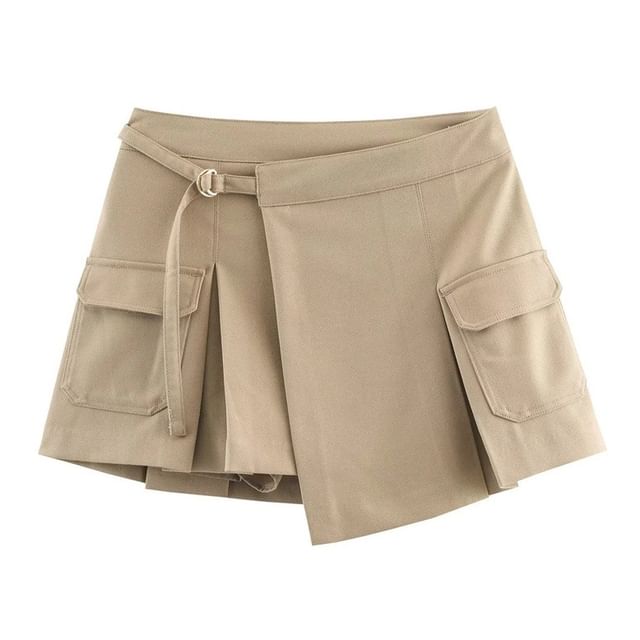 Gangacore-Mid Waist Plain Wrap Skorts