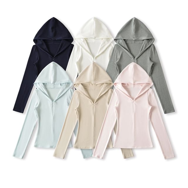 Gangacore-Plain Half-Zip Slim Fit Hoodie