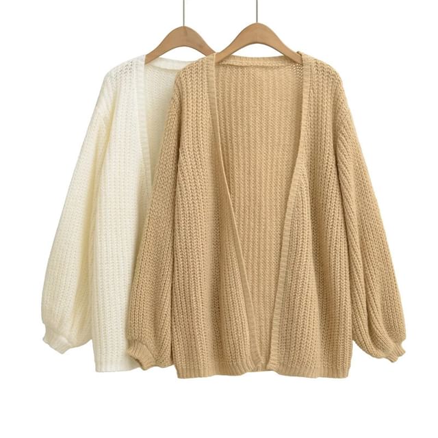 Gangacore-Plain Open Front Cardigan