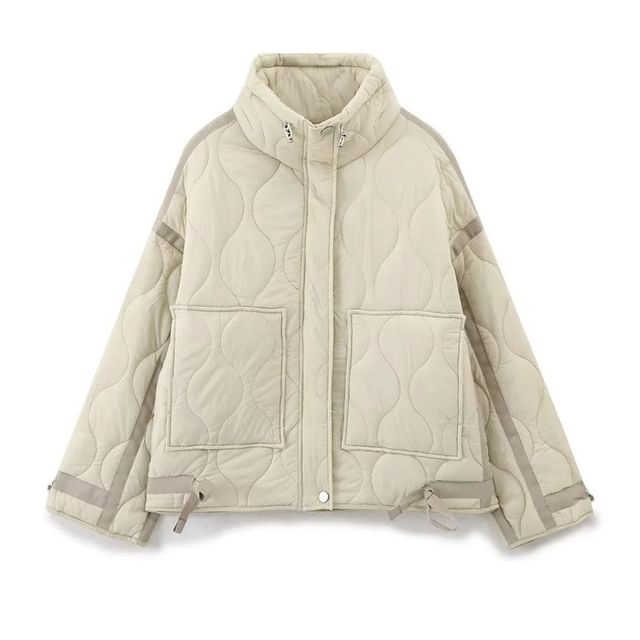 Gangacore-Stand Collar Striped Zip Jacket