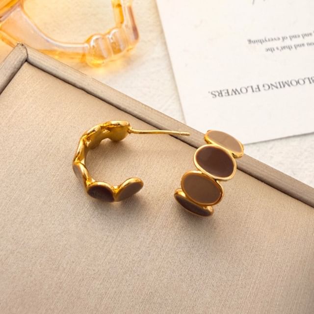 Gaya-Enamel Open Hoop Earring