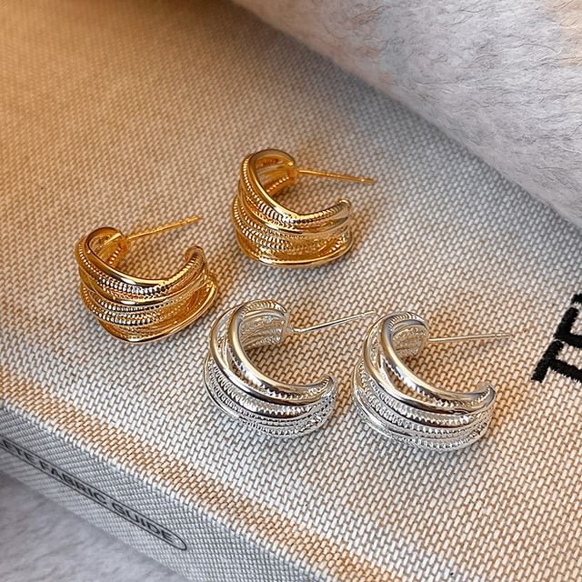 Gaya-Layered Alloy Open Hoop Earring