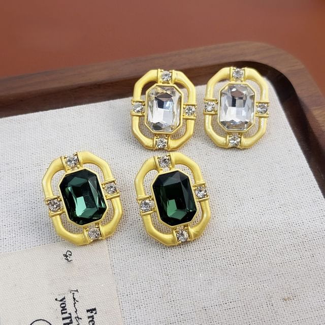 Gaya-Rhinestone Alloy Stud Earring
