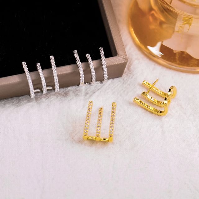 Gaya-Rhinestone Layered Alloy Stud Earring
