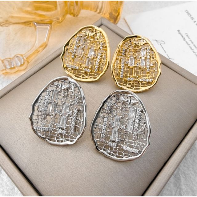 Gaya-Rhinestone Mesh Stud Earring