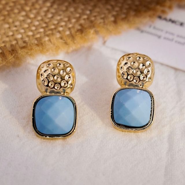 Gaya-Square Button Drop Earring