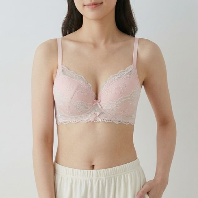 Gecko-Bow Panel Lace Wireless Bra