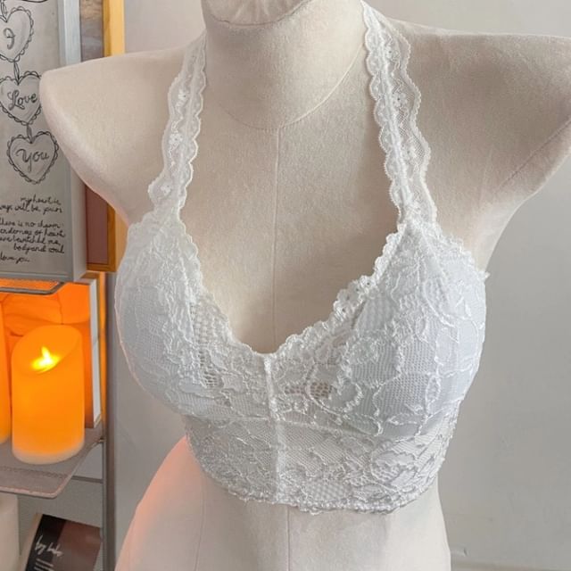 Gecko-Halter Neck Lace Bralette