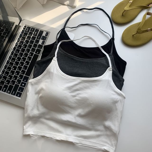 Gecko-Halter Neck Plain Bra Top