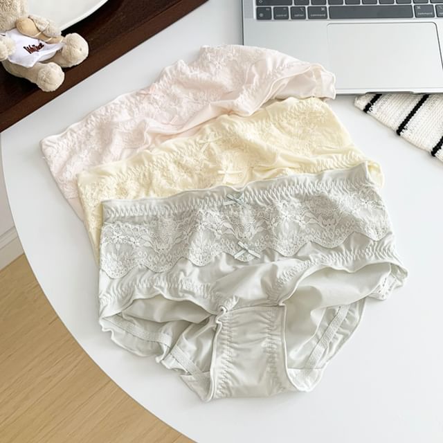 Gecko-Plain Lace Panel Panty