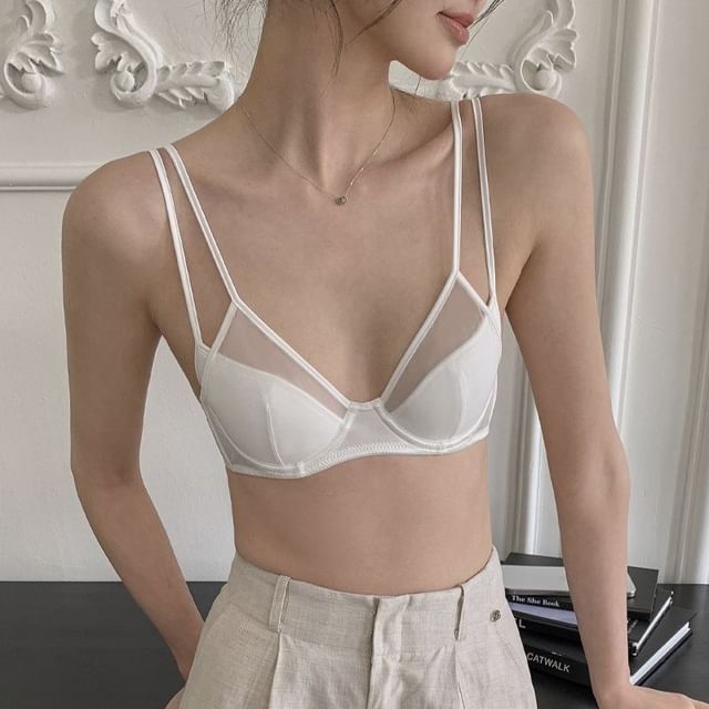 Gecko-Strappy Mesh Bra Panties Set