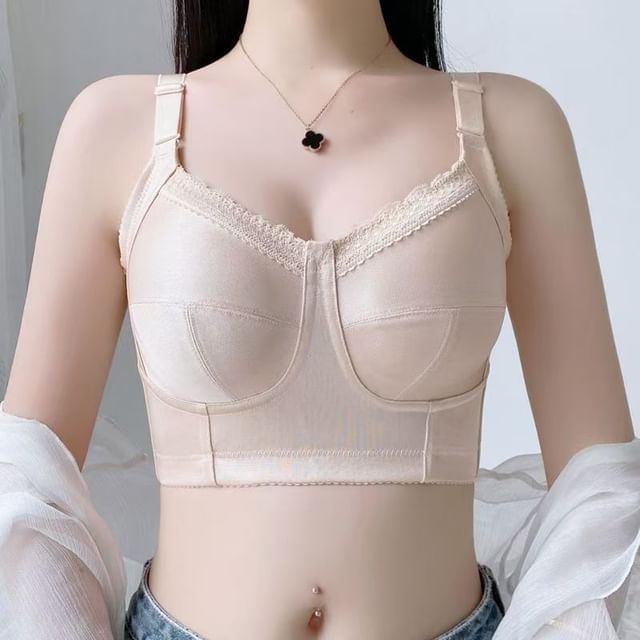 Gecko-V-Neck Lace Seamless Bra
