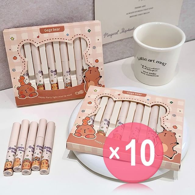 Gege Bear-BUY 3 GET 40 OFF - Happy Party Light Mist Lip Mud Box Set 10pcs Bundle Set