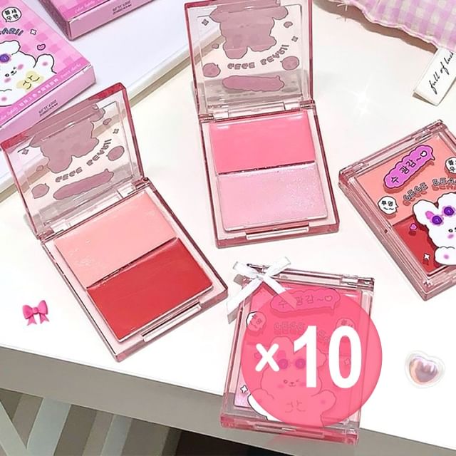 Gege Bear-BUY 3 GET 40 OFF - Water Gloss Cheek Blush Plate - 2 Colors 10pcs Bundle Set