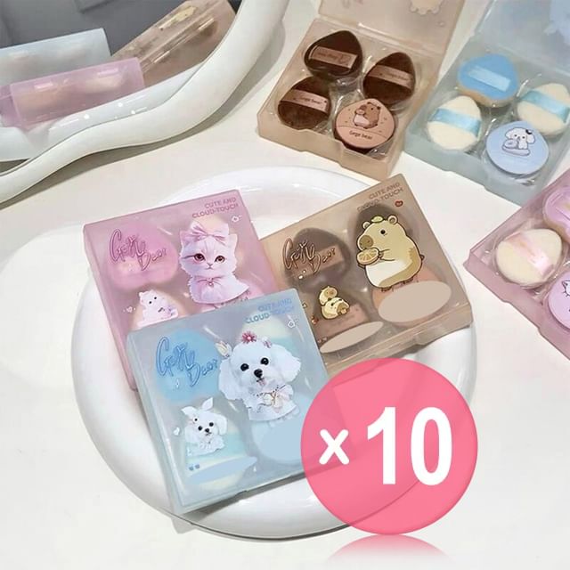 Gege Bear-Cute and Cloud-Touch Powder Puff - 3 Types 10pcs Bundle Set