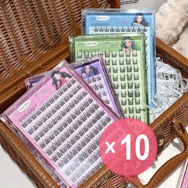 Gege Bear-Glue Free False Eyelashes - 4 Types 10pcs Bundle Set