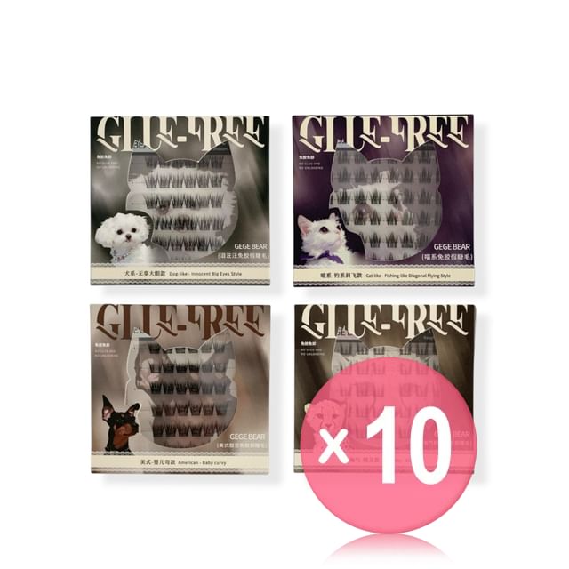 Gege Bear-Glue-Free False Eyelashes - 6 Types 10pcs Bundle Set