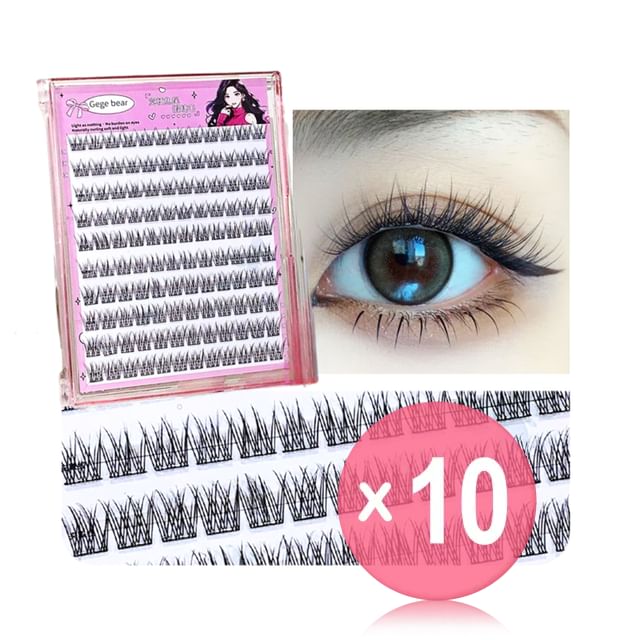 Gege Bear-Glue Free False Eyelashes - Fishtail 10pcs Bundle Set