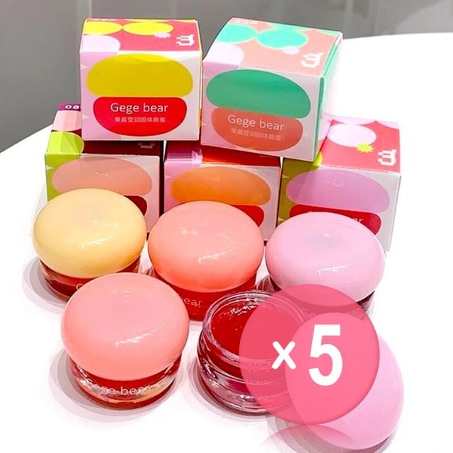 Gege Bear-Jelly-flavored Hydrating Solid Lip Balm - 8 Colors 5pcs Bundle Set