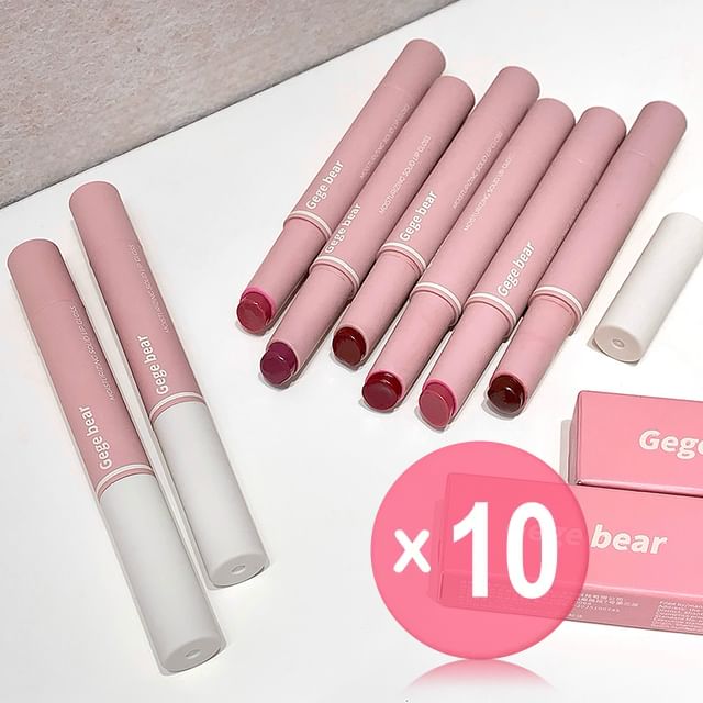 Gege Bear-Moisturizing Solid Lip Gloss - 6 Colors 10pcs Bundle Set